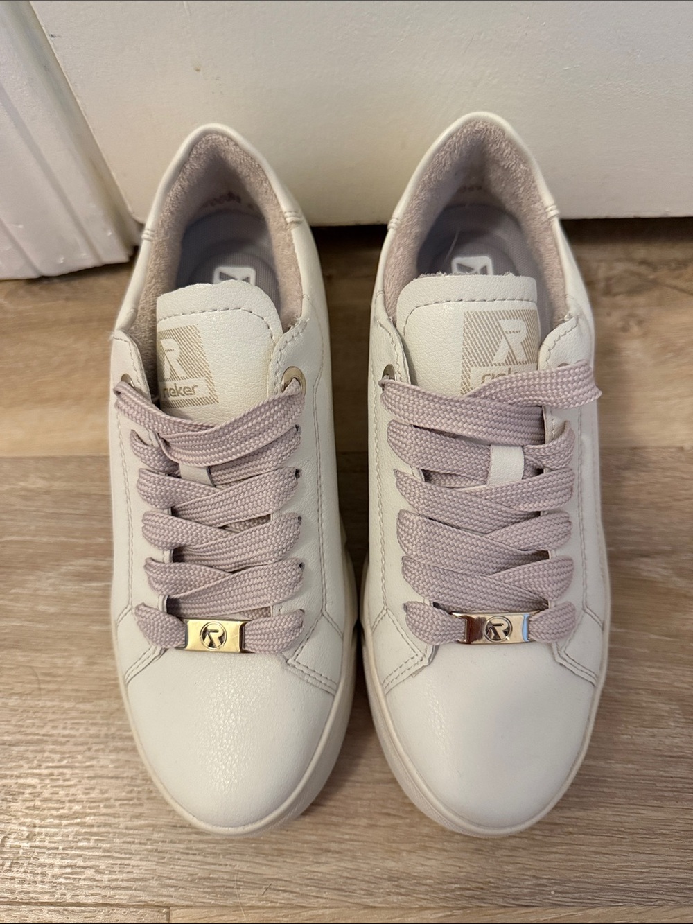 Rieker White Sneakers with Tan Laces